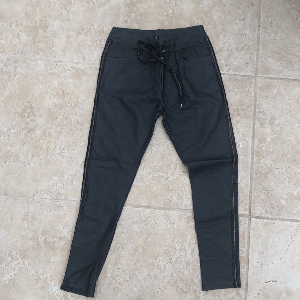 Coated jean with side embellishment